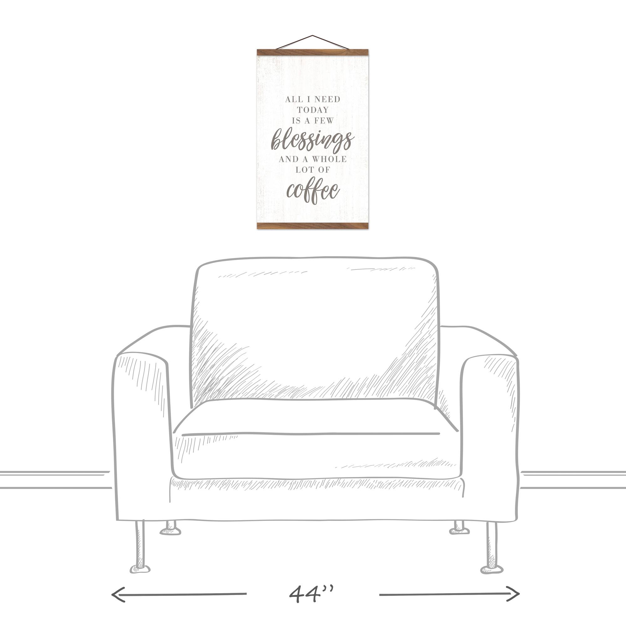 A Few Blessings and A Lot of Coffee Teak Hanging Canvas
